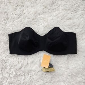 Delimira Black Strapless Bra underwire. Size 38D. New.